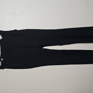 NWT TRUTH by Republic Classic‎ Black Knit Flare Trousers With Gold Buttons 6